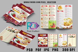 design professional food menus, flyers and brochures