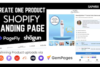 create shopify dropshipping one product store landing page with pagefly gempages