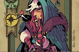 draw a board game design tarot card illustration art