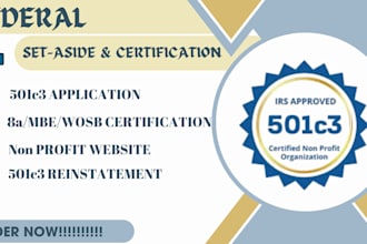 file your 501c3 paperwork, wosb, set up non profit, file form 990 1023ez, bylaws