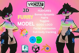 create vrchat avatar furry avatar anime model vr character vtuber model nsfw avi