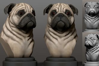sculpt a realistic 3d dog model in zbrush custom pet bust stl for 3d printing