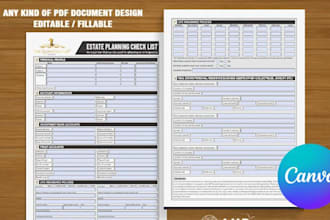 design editable canva fillable PDF checklist, wall desk calendar, KDP journal