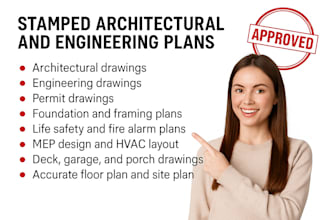 draw and stamp architectural plan, engineering plan, mep, hvac for city permit