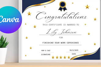 design course, award, diploma, printable, canva certificate templates and logo