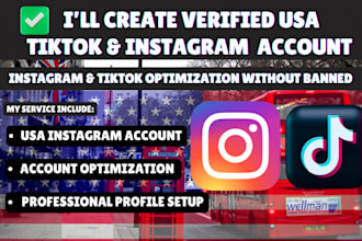 create usa instagram account, usa tiktok account, usa facebook account optimized