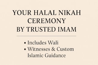 halal nikah by trusted imam includes wali, witnesses custom islamic guidance