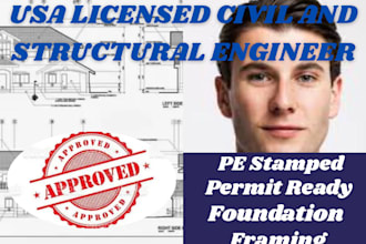 pe stamped residential foundation, framing, and roof plans USA permit approval