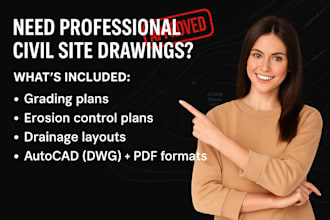 draw grading, erosion control and drainage plans in autocad for civil project