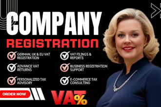 handle vat registration and tax compliance for UK, eu, and germany