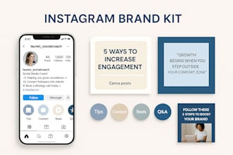 design a custom instagram brand kit with bio and canva covers