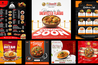 design restaurant flyers and menus, cafe, fast food, food truck and digital menu