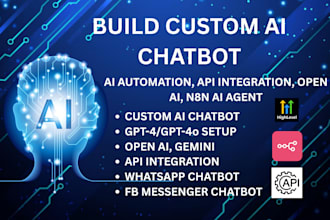 build custom ai chatbot, ai automation openai api integration gpt4, n8n ai agent