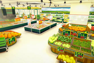 design 3d supermarket store, grocery store, retail store, mall, commercial store