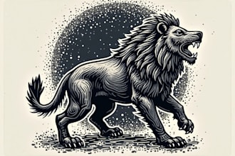 create animal linocut tshirt design for brands
