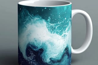 draw realistic tumbler and mugs mockups