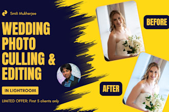 cull and edit wedding photos professionally in lightroom