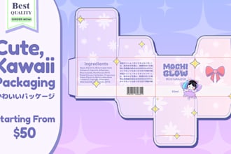 design a cute kawaii product packaging or label