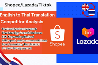 translate eng to thai and competitor data shopee lazada