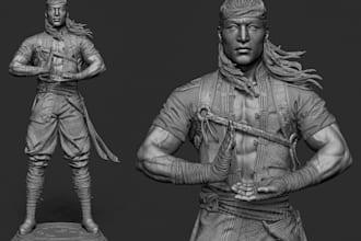 sculpt realistic 3d character model in zbrush 3d miniature stl for 3d printing