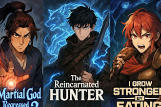 draw cover art for webtoon comic manga and light novel in anime manhwa style