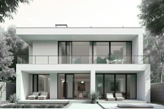 draw sketch or illustration of house, home portrait, floor plan from your image