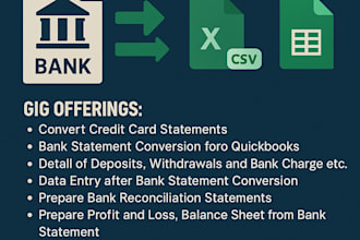 convert bank statement from PDF to excel, google sheet, csv