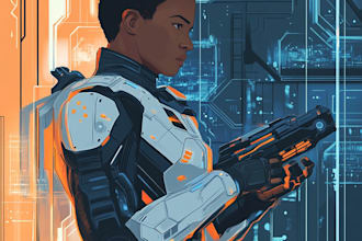 make a game character art or sci fi character illustration