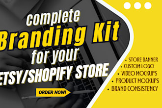 create a full shopify or etsy shop branding kit with logo, banner, and mockups
