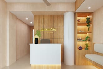 refurnish 3d clinic interior, hospital laboratory, operating room, pharmacy