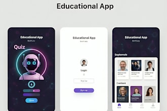 develop ai quiz app and website, e learning app like udemy, online course app