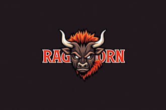 design realistic rage horn mascot logo with unlimited revision