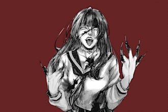 do gore monochrome anime art