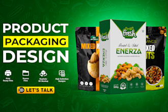 do product packaging design, box design, pouch design, product label  design