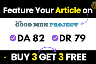 do 3 guest posts on goodmenproject da 82, dofollow backlinks
