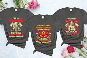 custom firefighter t shirt design