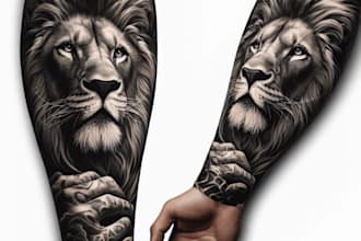 create unique custom tattoo design for you, sleeve tattoo