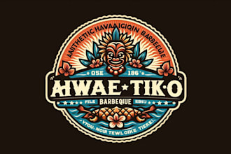 do authentic hawaiian barbecue tiki logo design infuse island spirit into you