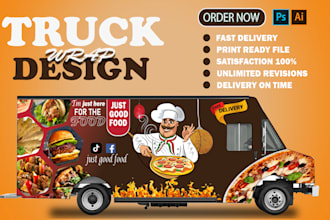 design professional food truck wrap,vehicle wrap,trailer wrap