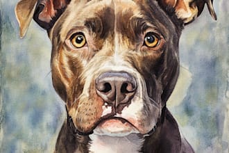 create a custom watercolor pet portrait or pet painting