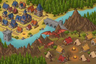 make fantasy map illustration for dnd, novels and games rpg campaign, boardgame