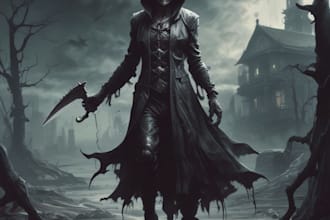design a fantasy horror character and concept art