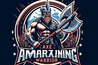 make amazing axe barbarian warrior logo
