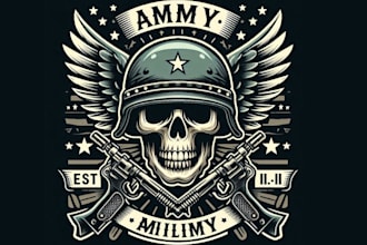 create retro army military skull helmet logo
