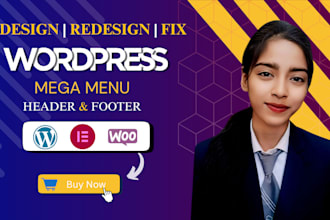 fix or design  wordpress header and footer, mega menu