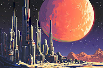 create a sci fi and cyberpunk futuristic city art