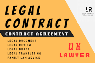 write legal agreement, contact, document translation, family law, legal draft