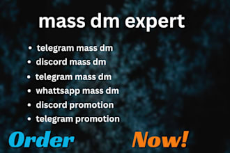 send telegram mass dm, promotion discord dm, out reach to facebook instagram dms