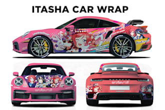 create itasha car wrap design, racing car wrap design, itasha car wrap, car wrap