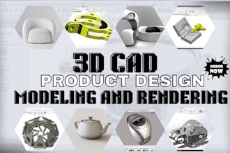 do 3d cad design, product rendering, product design, and 3d product modeling